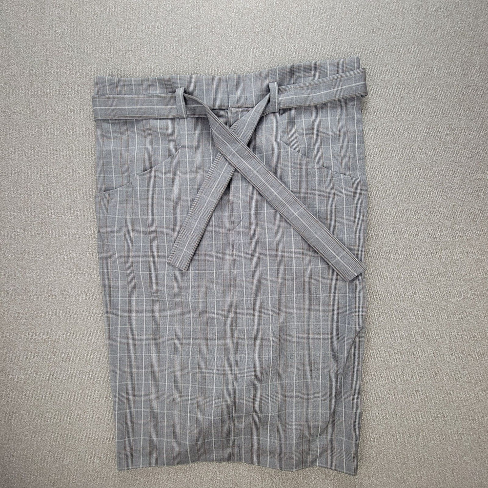 Isabel Etoile Marant Skirt Women 38 Grey Plaid Pencil Virgin Wool Career Classic